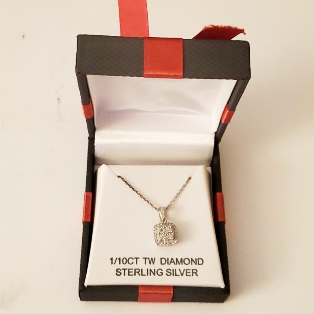 1/10CT TW Diamond Sterling Silver Necklace